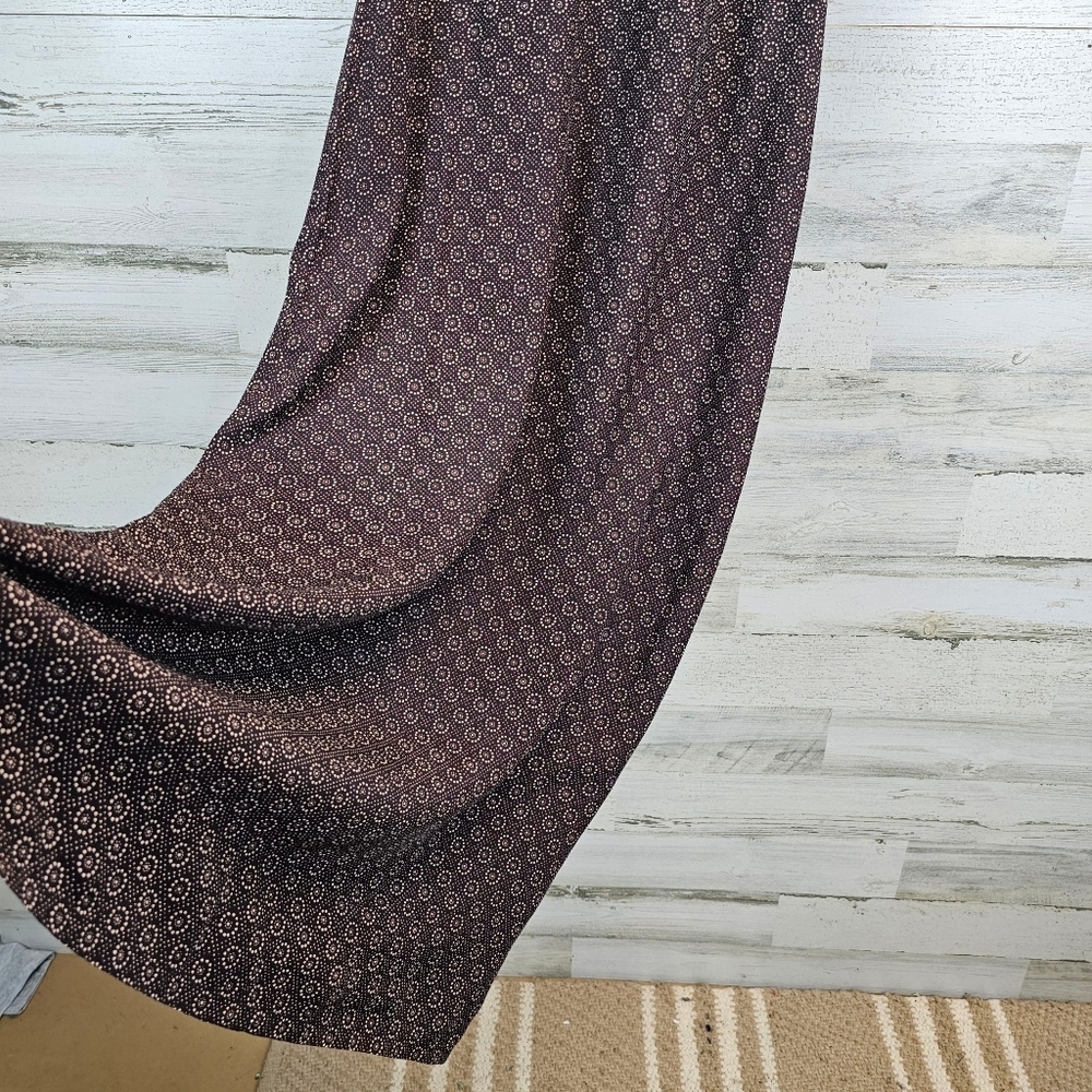 Vintage Old Navy 90s Chocolate Brown Print Midi Dress Sz 4 Rayon Sleeveless - Picture 15 of 16